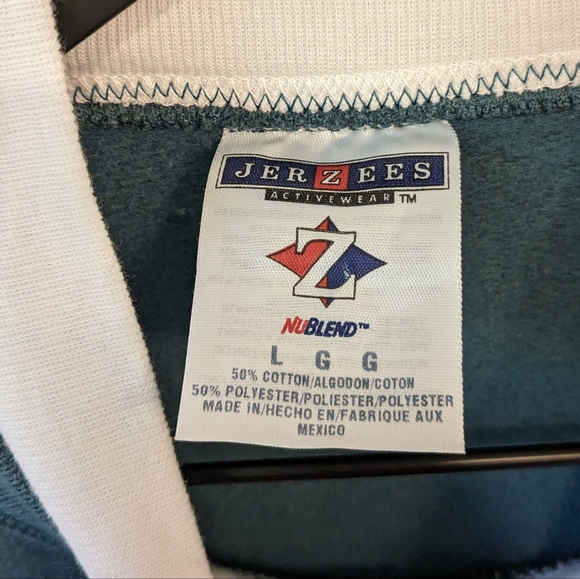 Vintage Jerzees Tag Quilted Stitched Cat Mockneck Cropped Sweatshirt Size Large - Picture 5 of 6